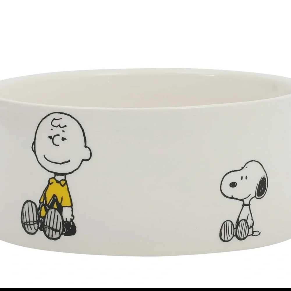 Peanuts White Ceramic Pet Bowls with Snoopy & Friends